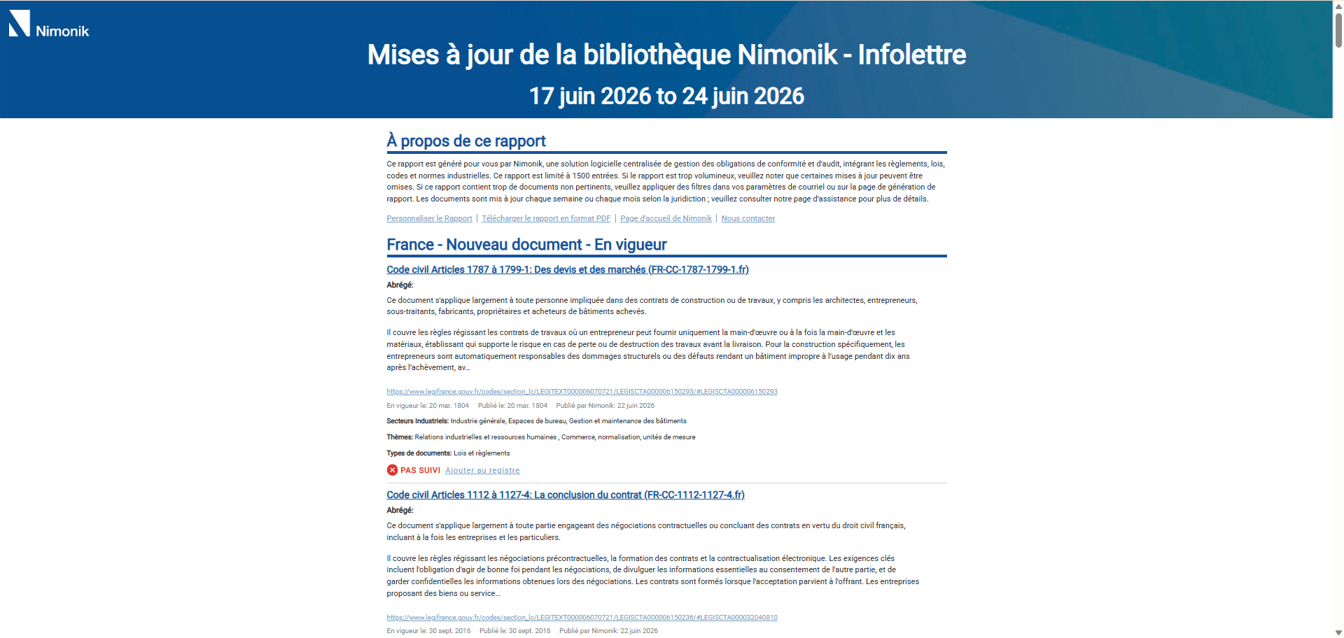 Infolettre Newsletter Nimonik